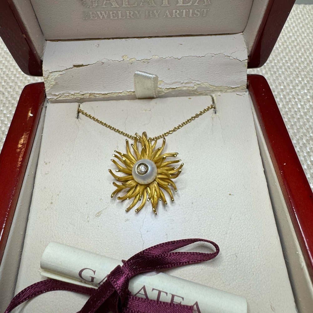 Vintage 14kt Galatea Pearl and Diamond Necklace